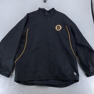 Boston Bruins Reebok Center Ice Jacket Mens XL Lined Black Yellow NHL Hockey